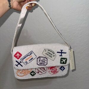 Embroidered Travel Patch Shoulder Bag